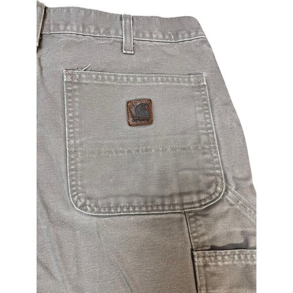 Carhartt Mens Dungaree Pants/Workwear 35x32 Khaki color-flawed - Picture 3 of 9